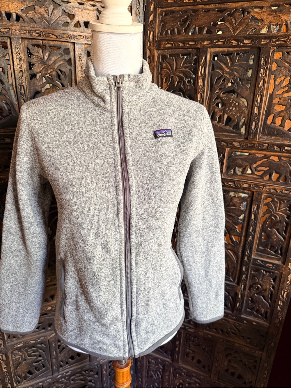 Patagonia Youth Light Heather Gray Full-Zip Fleece Jacket New